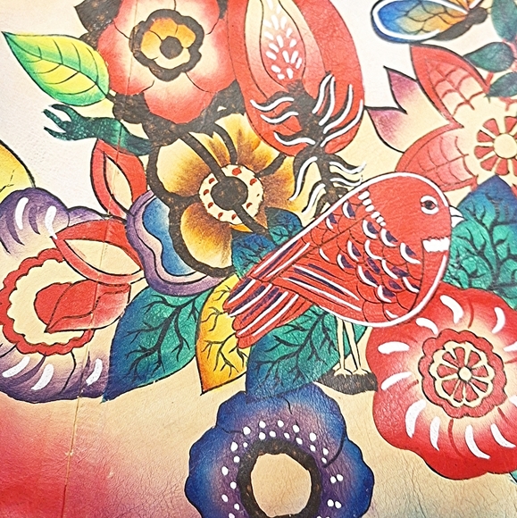 Sharif Hand Painted 1827 Birds and Flowers and Butterflies Tote Bag - Picture 14 of 16